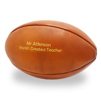 Personalised Vintage Tan Leather Rugby Ball, 4 of 7