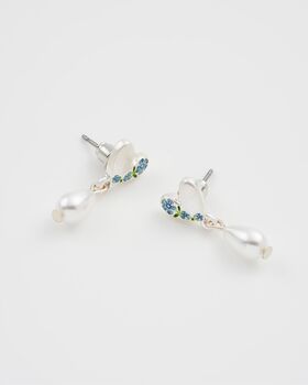 Forget Me Not Heart And Pearl Earrings Silver, 3 of 9