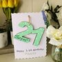 Personalised 21st Birthday Card Wooden Number Gift, thumbnail 3 of 4