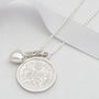 All The Luck And Love Sterling Silver Sixpence Necklace, thumbnail 2 of 6