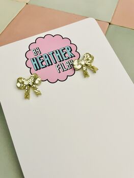 Bow Statement Stud Glitter Earrings, 9 of 10