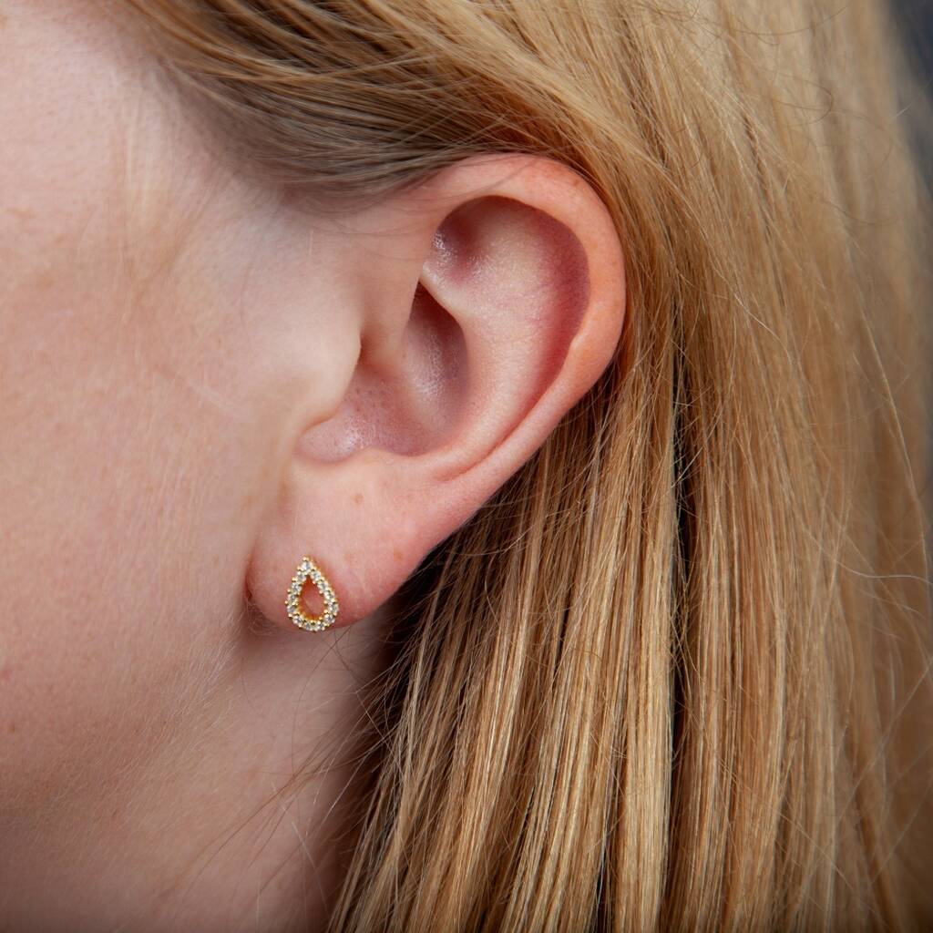 Silver Crystal Water Drop Earring Studs By Attic