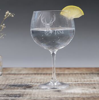 Personalised Gin Glass With Engraved Deer, 3 of 4