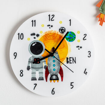 Outer Space Personalised Children's Wall Clock, 2 of 2