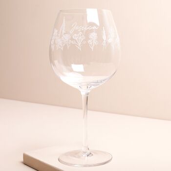 Personalised Engraved Wildflower Balloon Gin Glass, 2 of 5