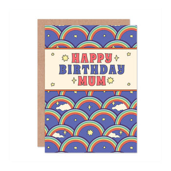 Blue Rainbow Pattern Happy Birthday Mum Card, 2 of 2