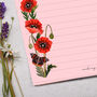 A5 Pink Letter Writing Paper With Butterfly And Poppies, thumbnail 2 of 4