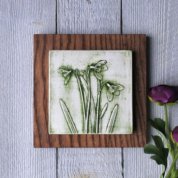 Snowdrops Plaster Cast Plaque Mounted On Wood, 9 of 12