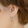 Black Tip Chain Drop Gold Plated Silver Threader Earrings, thumbnail 4 of 7