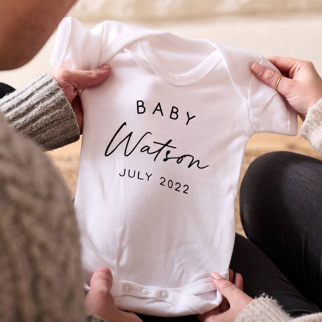 Personalised New Baby Announcement Babygrow, 1 of 4