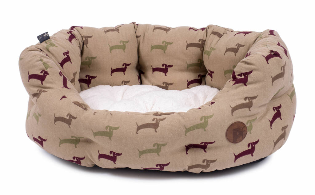 Country Dog Print Oval Luxury Dog Bed By Blackdown Lifestyle