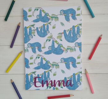 Personalised Sloth Journal Drawing Book, 4 of 7