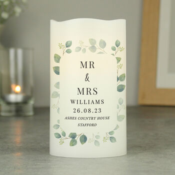 Personalised Botanical Wedding LED Candle, 2 of 2