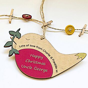 Personalised Xmas Robin With A Message Keepsake, 5 of 11