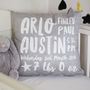 Personalised Baby Birth Details Cushion, thumbnail 2 of 5