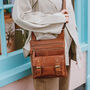 Leather Crossbody Pocket Messenger Bag, Tan, thumbnail 1 of 6
