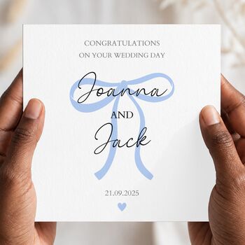 Personalised Mr And Mrs Wedding Card, On Your Wedding Day Bow Card, 2 of 5
