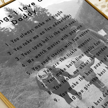 Personalised Ten Things I Love About Daddy Photo Print, 2 of 3