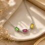 Personalised Baguette Cut Shaped Family Birthstones Necklace, thumbnail 1 of 10