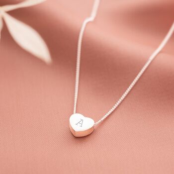 Sterling Silver Mini Heart Initial Necklace, 2 of 12