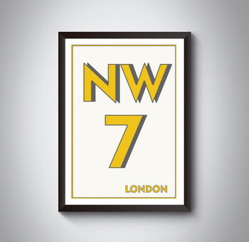 Nw7 Barnet London Typography Postcode Print, 4 of 10