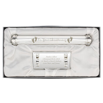 Personalised Christening Silver Plated Certificate Hold, 3 of 4