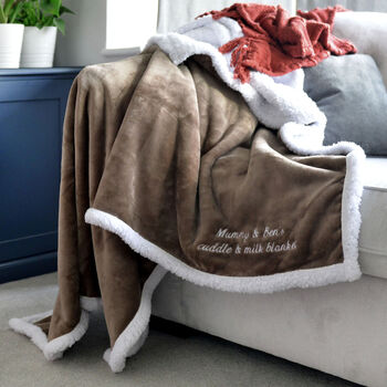 Personalised Mocha And White Super Soft Blanket, 2 of 12
