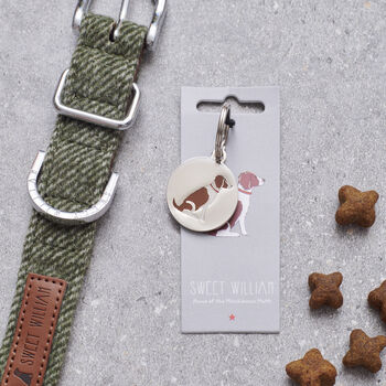 Liver And White Springer Spaniel Dog ID Tag | Personalised Dog Name Tag, 2 of 12