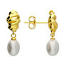 Gold Plated Twisted Synthetic Pearl Stud Earrings, thumbnail 3 of 3