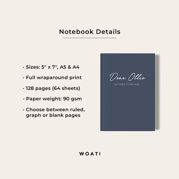 Letters To My Son Journal, Personalised Notebook, 6 of 9