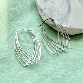 Gold Plated Silver Multi Wire Pointed Hoop Earrings, 6 of 8
