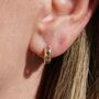 Pink And Green Stone Petite Hoop Earrings, thumbnail 3 of 5