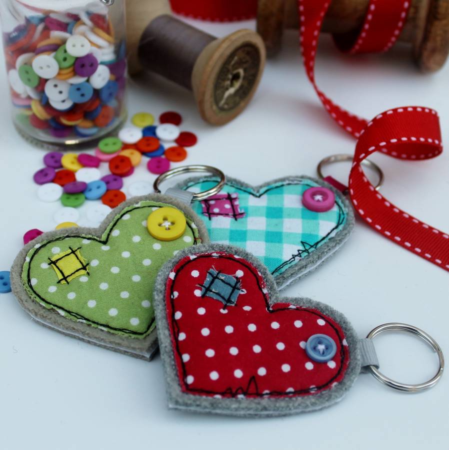 wide heart fabric key ring by honeypips