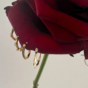 9ct Solid Gold Curved Engraved Creole Hoop Earrings, 4 of 6