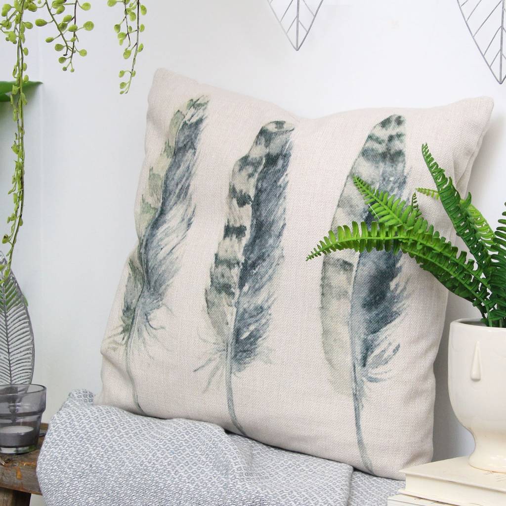 Feather Design Fabric Cushion By The Contemporary Home