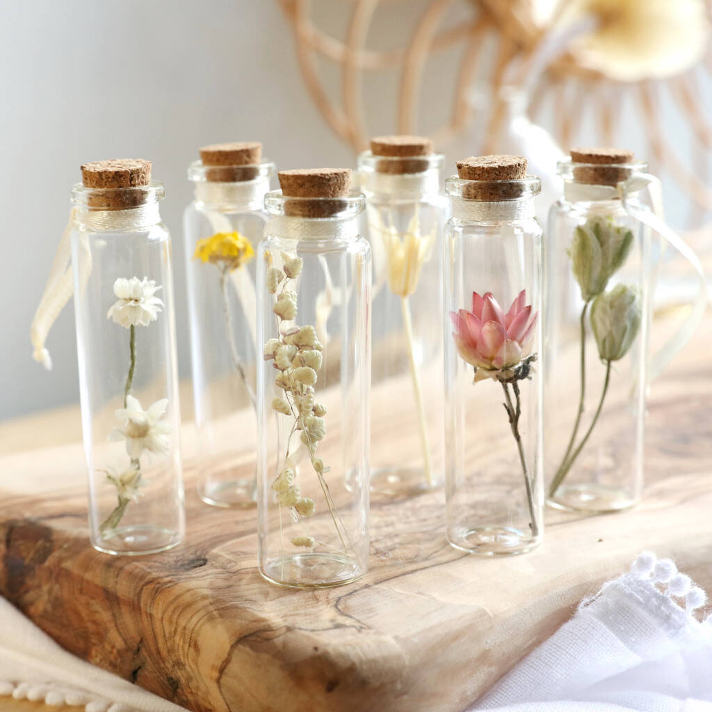 Personalised Dried Flower Glass Bottle By Lisa Angel