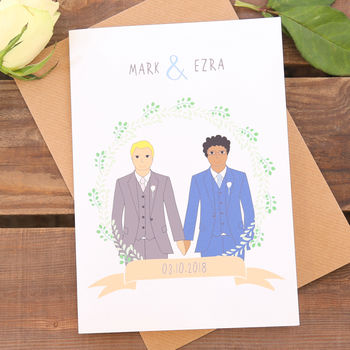 Mr And Mr Gay Wedding Or Civil Partnership Card, 3 of 3