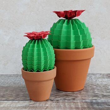 Mini Origami Paper Cactus With Colourful Paper Flower, 4 of 5