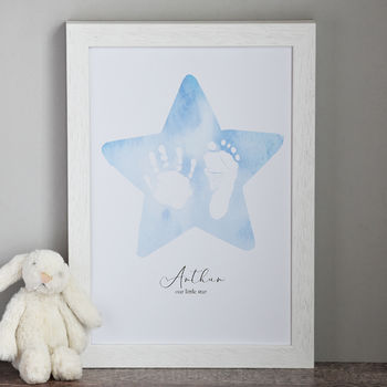 Personalised Star Child's Hand And Footprint Print, 3 of 3