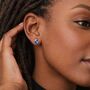 Sterling Silver September Sapphire Birthstone Stud Earrings – 7mm, thumbnail 2 of 6