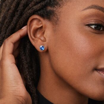 Sterling Silver September Sapphire Birthstone Stud Earrings – 7mm, 2 of 6