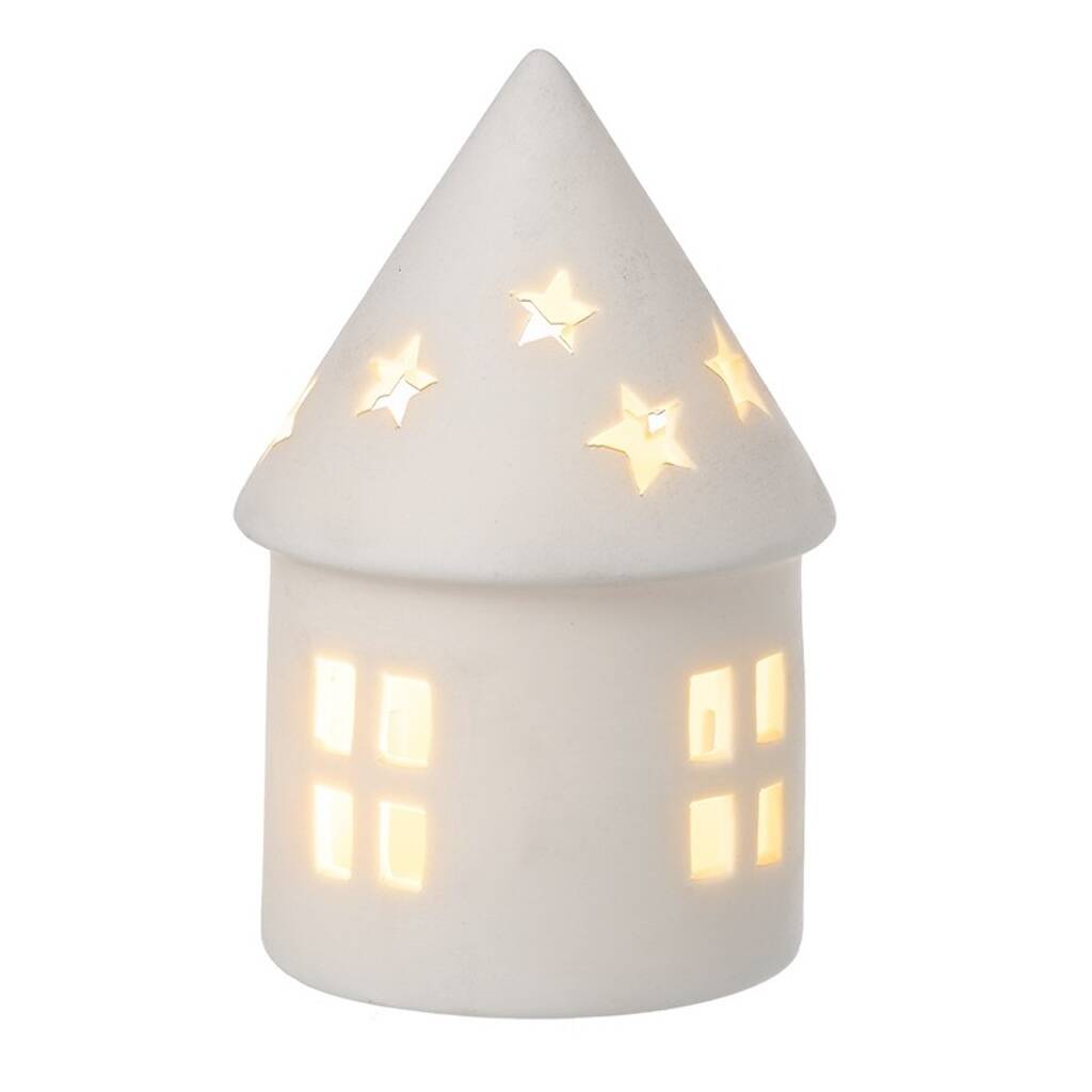 White Round Ceramic LED House