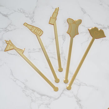 Set Of Five Hen Party Cocktail Drink Stirrers, 2 of 4