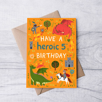 Any Age Heroes And Dragons Birthday Card, Boys Age Birthday Card, Kids, 4 of 7