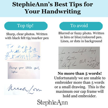 Personalised Hand Writing Cap Gift For Men Or Women, 3 of 10