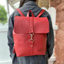 Medium Red Leather Backpack, thumbnail 2 of 8