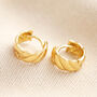 Sterling Silver Chunky Twisted Huggie Hoops In Gold, thumbnail 1 of 3