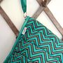 Pagoda Wash Bag In Turquoise Zig Zag Print, thumbnail 6 of 6