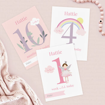 Personalised Baby Girl Milestone Cards, 5 of 8