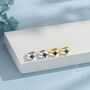 Sterling Silver Sapphire Blue Cz Crystal Huggie Hoop, thumbnail 6 of 11